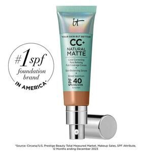 iT Cosmetics NEW CC+ Cream Natural Matte 16HR Tan Rich Foundation with SPF 40